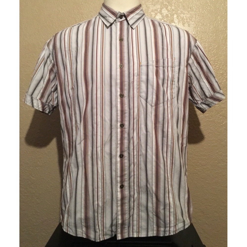 Kuhl Suncel Men's Size Large Cotton Tenel Striped Short Sleeve Hiking Shirt L